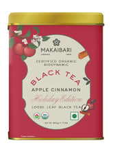 Makaibari Holiday Edition - Apple Cinnamon Loose Leaf Black Tea - 50gm Tin Caddy, 1.7 Ounce | USDA Certified Premium Tea - High Caffeine Black Tea | Anti-Oxidants, Immunity Booster